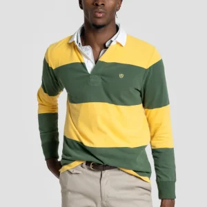 Polo Manga Larga Rayas Amarillo