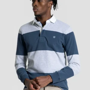 Polo Manga Larga Raya Ancha Gris