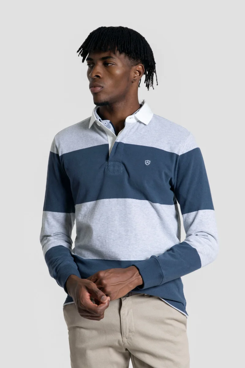 Polo Manga Larga Raya Ancha Gris - Imagen 2