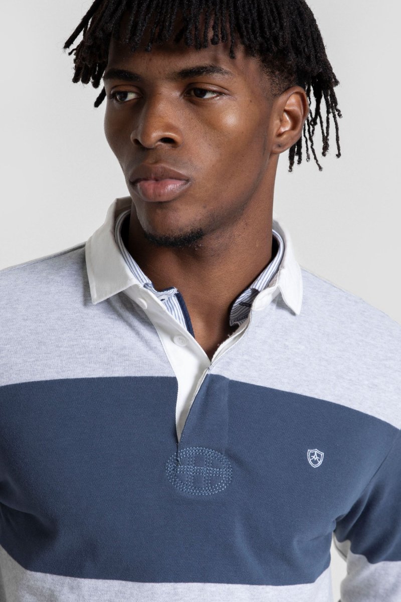 Polo Manga Larga Raya Ancha Gris - Imagen 4