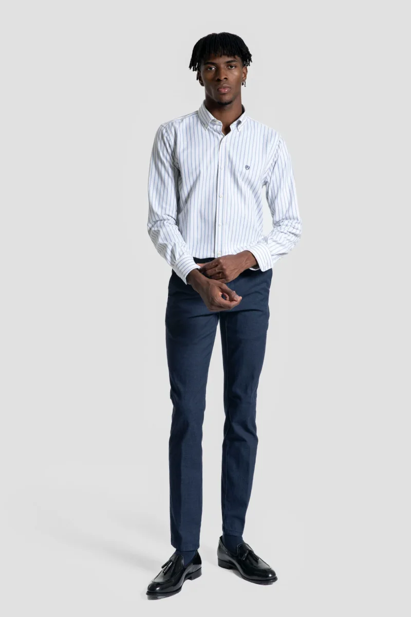 Camisa Doble raya Celeste - Imagen 2
