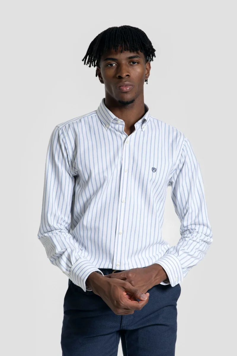Camisa Doble raya Celeste - Imagen 3