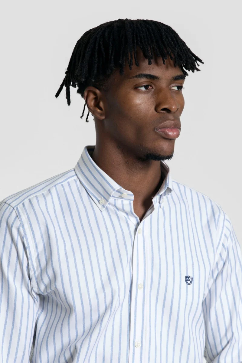 Camisa Doble raya Celeste - Imagen 4