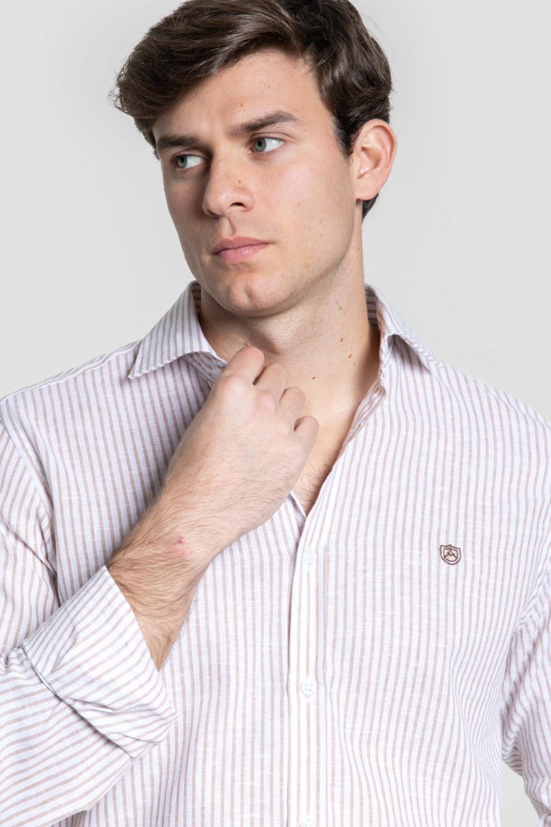 Camisa Rayas en Camel - Imagen 5