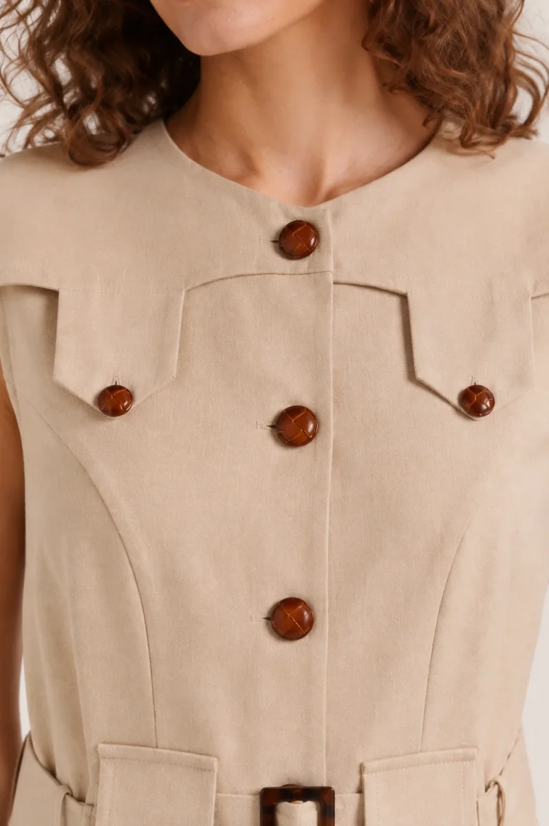 Vestido Midi Beige - Imagen 4