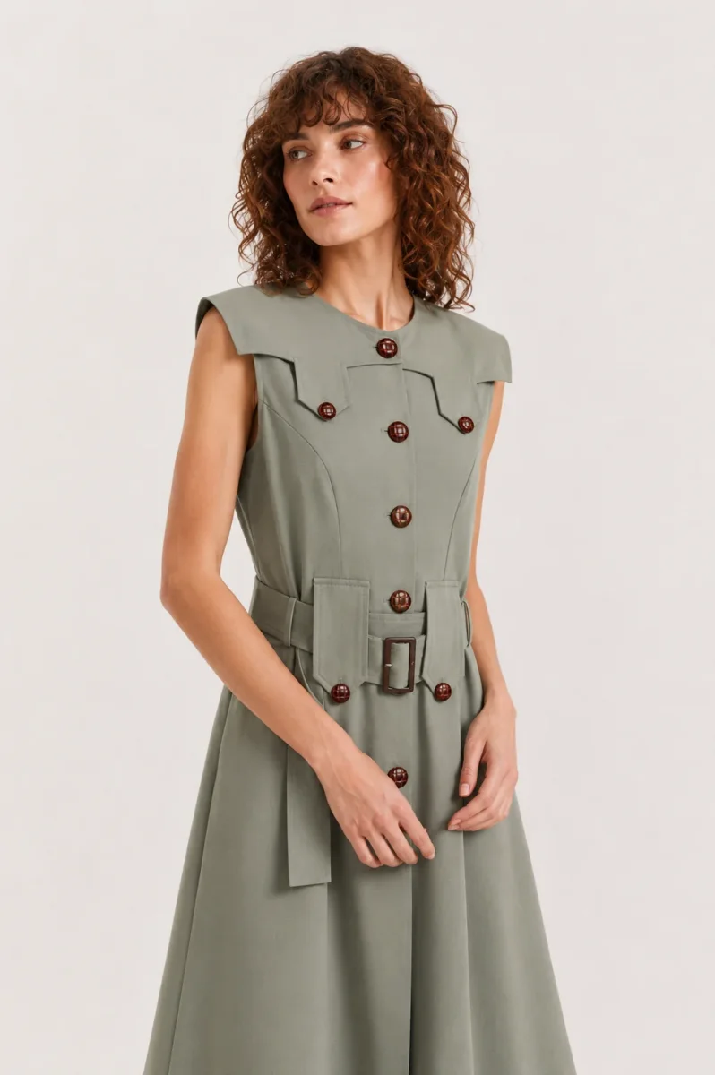 Vestido Midi Kaki - Imagen 2