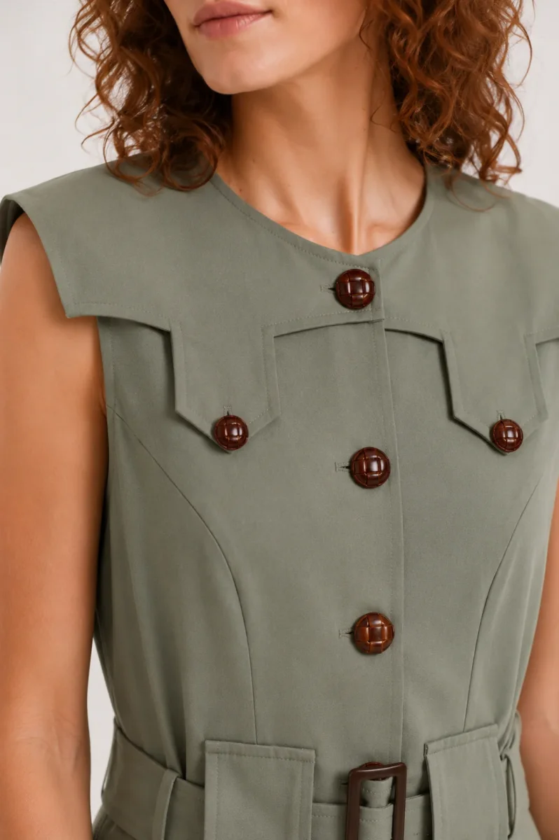 Vestido Midi Kaki - Imagen 4
