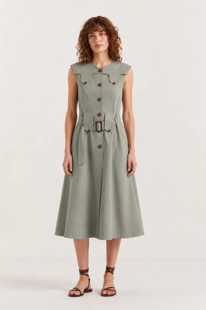 Vestido Midi Kaki - Imagen 3