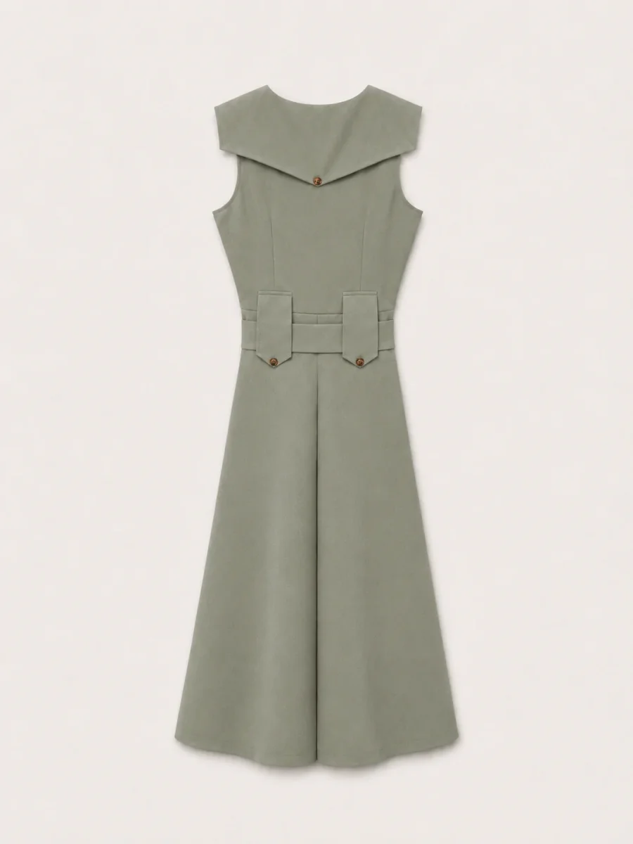 Vestido Midi Kaki - Imagen 7