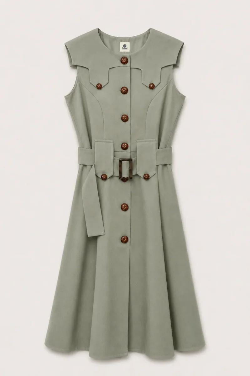 Vestido Midi Kaki - Imagen 6