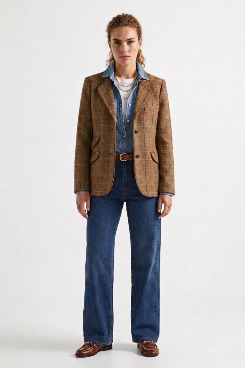 Americana Cuadros Camel - Imagen 2