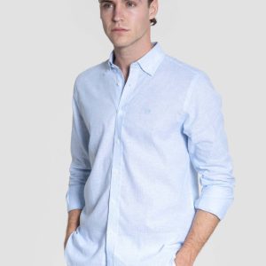 Camisa Patrón Regular Celeste