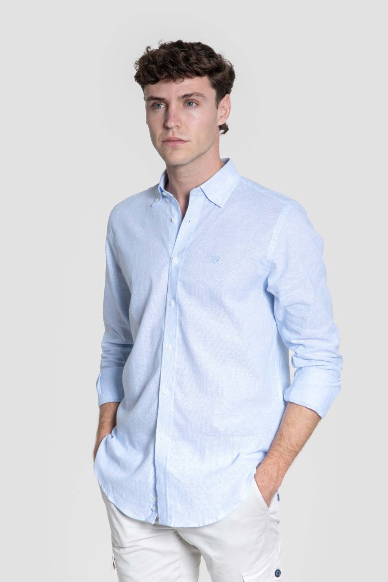 Camisa Patrón Regular Celeste - Imagen 2