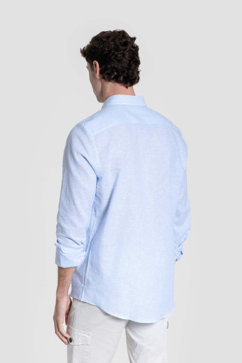 Camisa Patrón Regular Celeste - Imagen 5