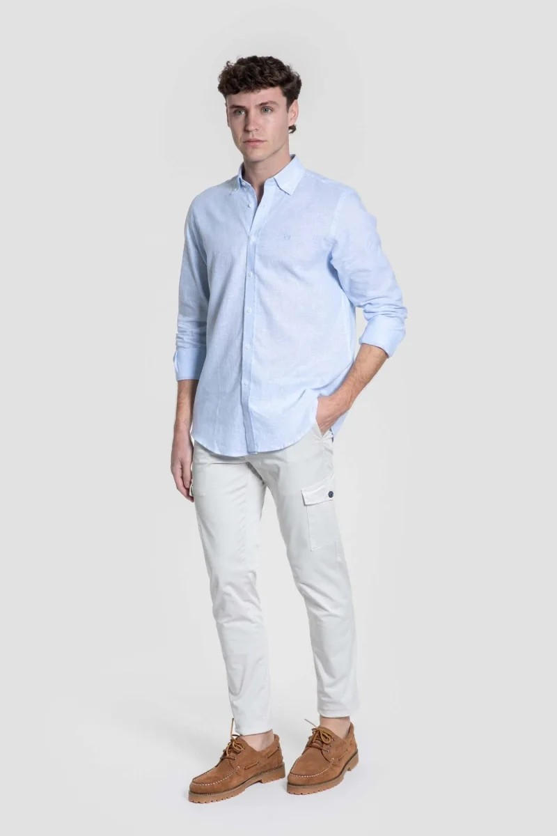 Camisa Patrón Regular Celeste - Imagen 4