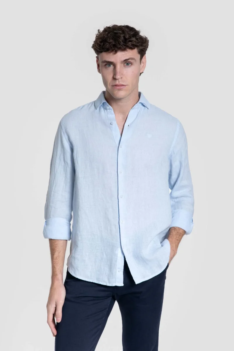Camisa de Lino Celeste - Imagen 3