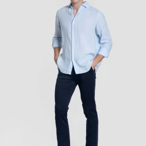 Camisa de Lino Celeste