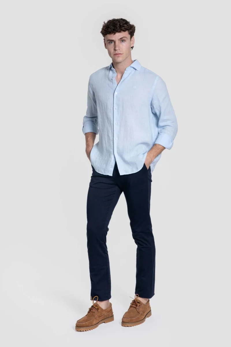Camisa de Lino Celeste - Imagen 2