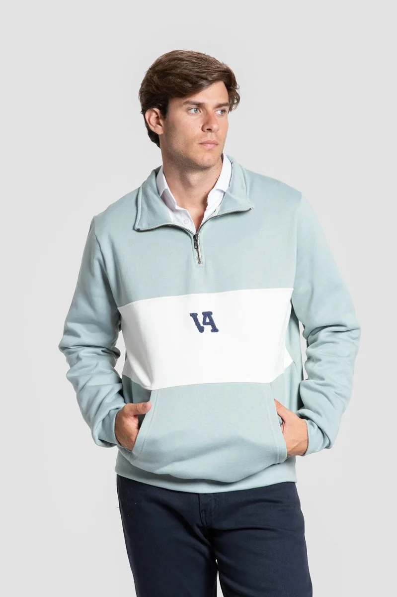 Sudadera Media Cremallera Franja Contraste