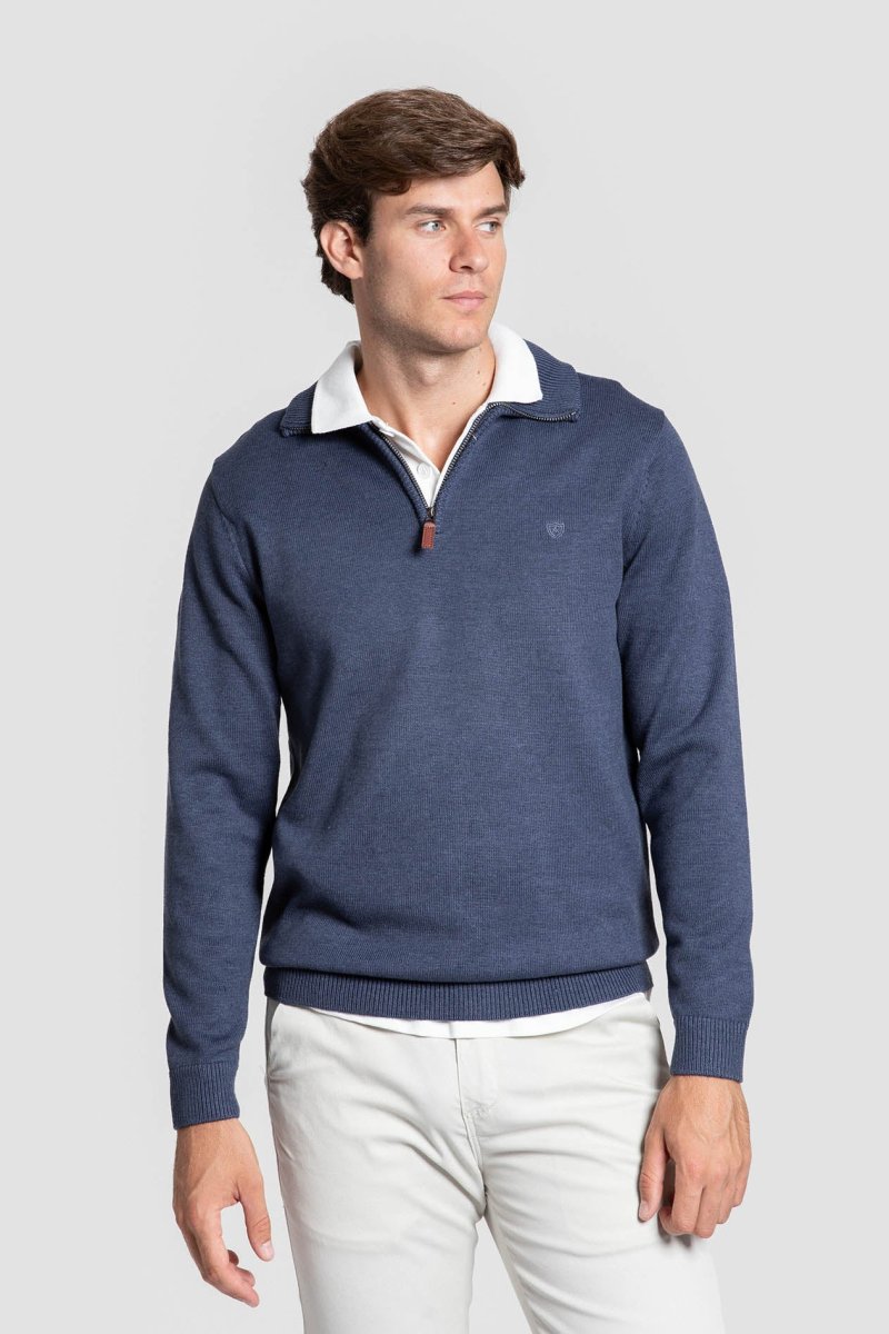 Jersey Cremallera Cuero Cuello Alto - Imagen 7
