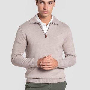 Jersey Cremallera Cuero Cuello Alto