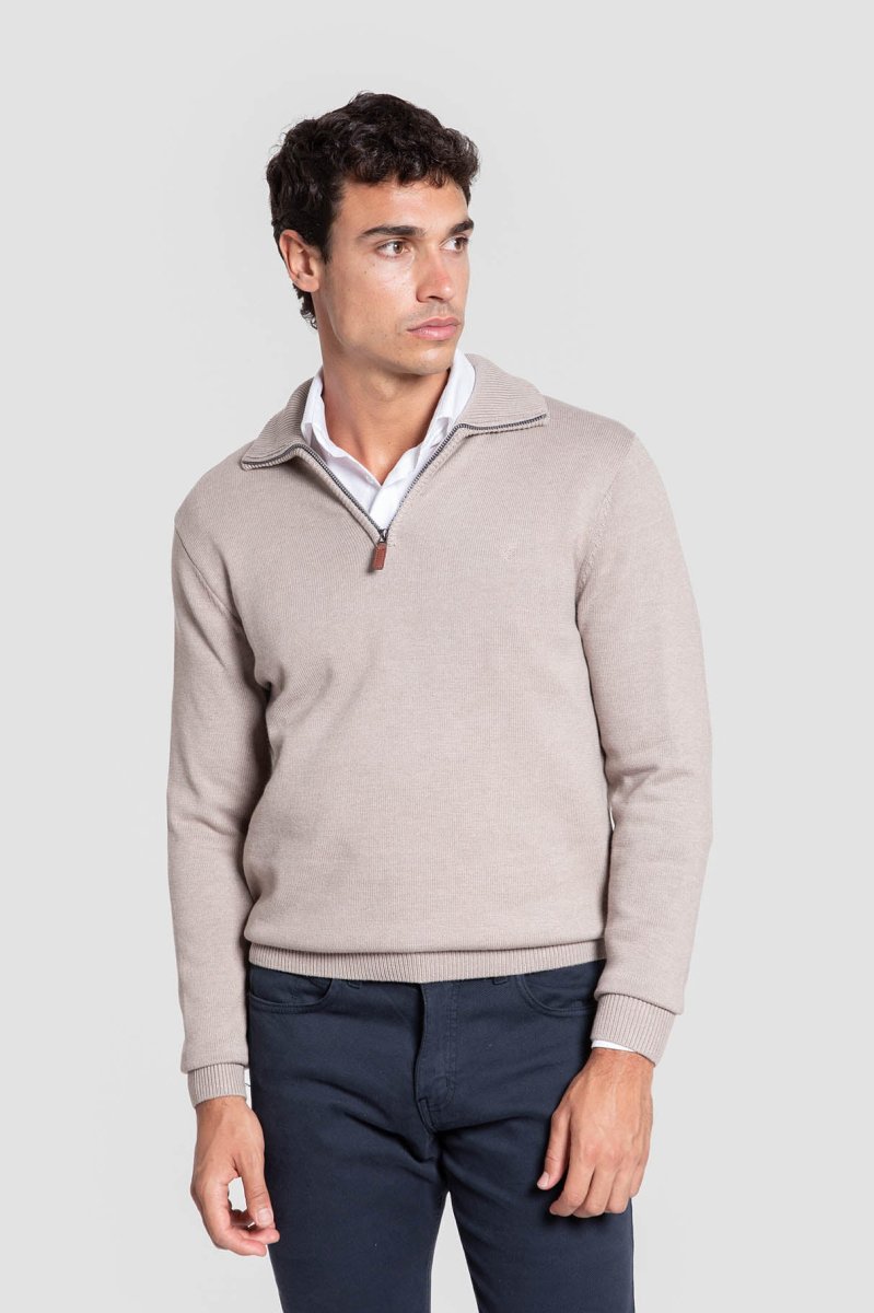 Jersey Cremallera Cuero Cuello Alto - Imagen 9