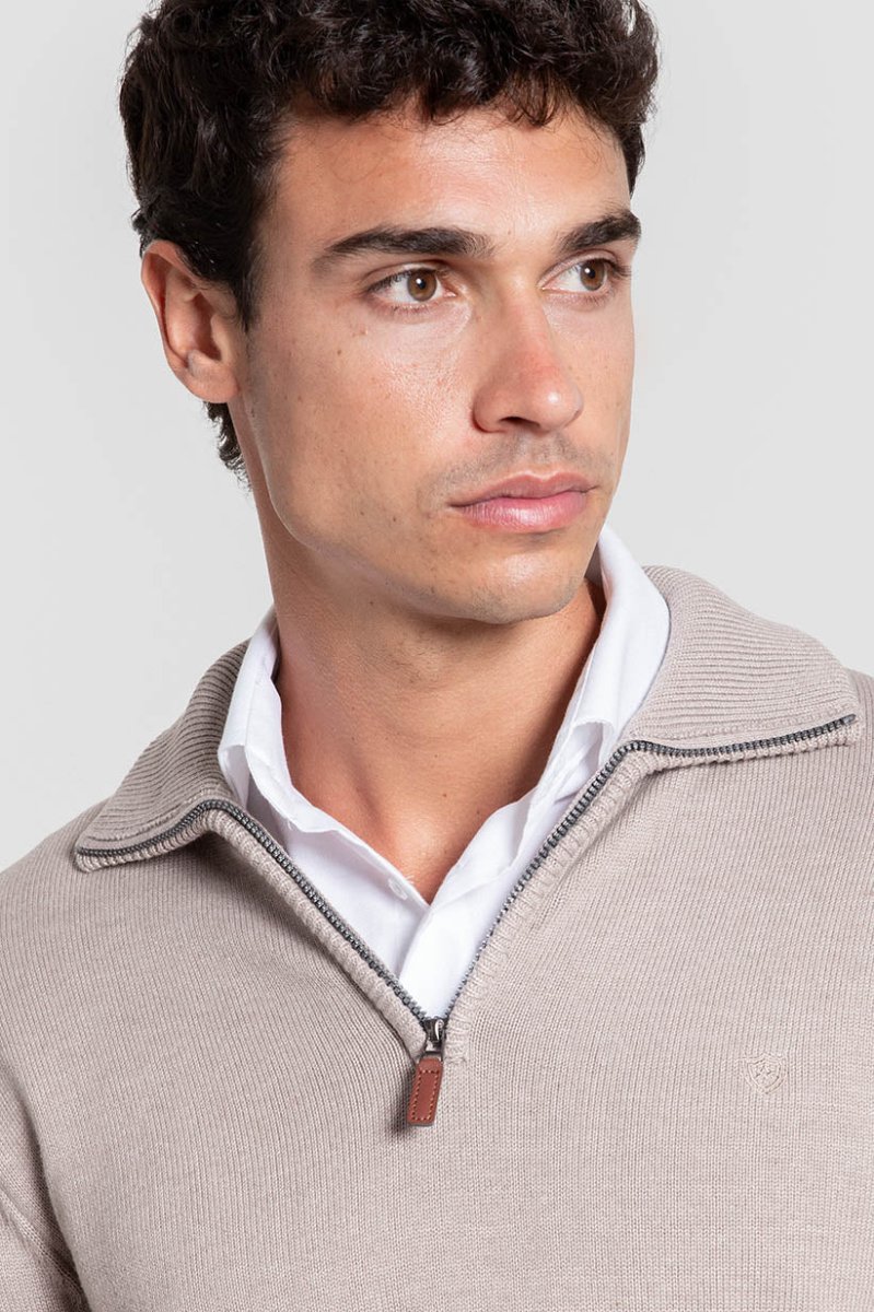 Jersey Cremallera Cuero Cuello Alto - Imagen 8