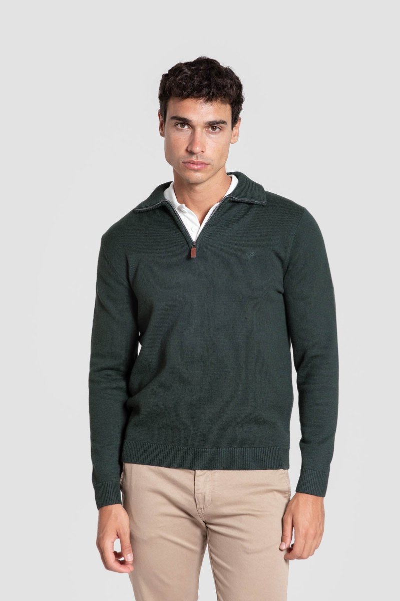 Jersey Cremallera Cuero Cuello Alto - Imagen 3