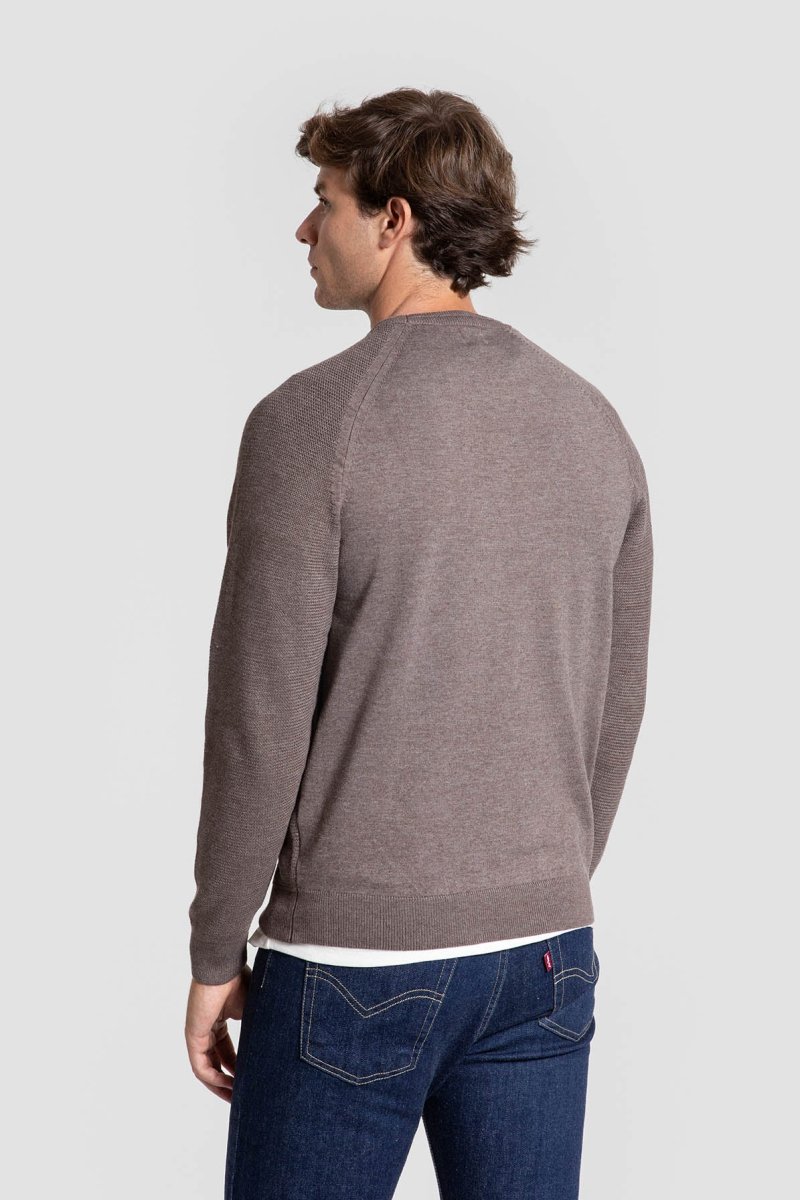 Jersey Punto Piqué Marrón Cuello Crew - Imagen 6