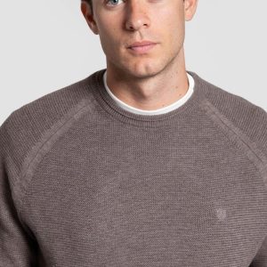 Jersey Punto Piqué Marrón Cuello Crew