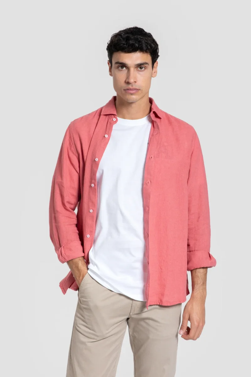 Camisa Lino Coral - Imagen 2