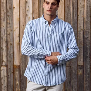 CAMISA CLÁSICA REGULAR OXFORD - Ensign Blue Stripes:STRIPES