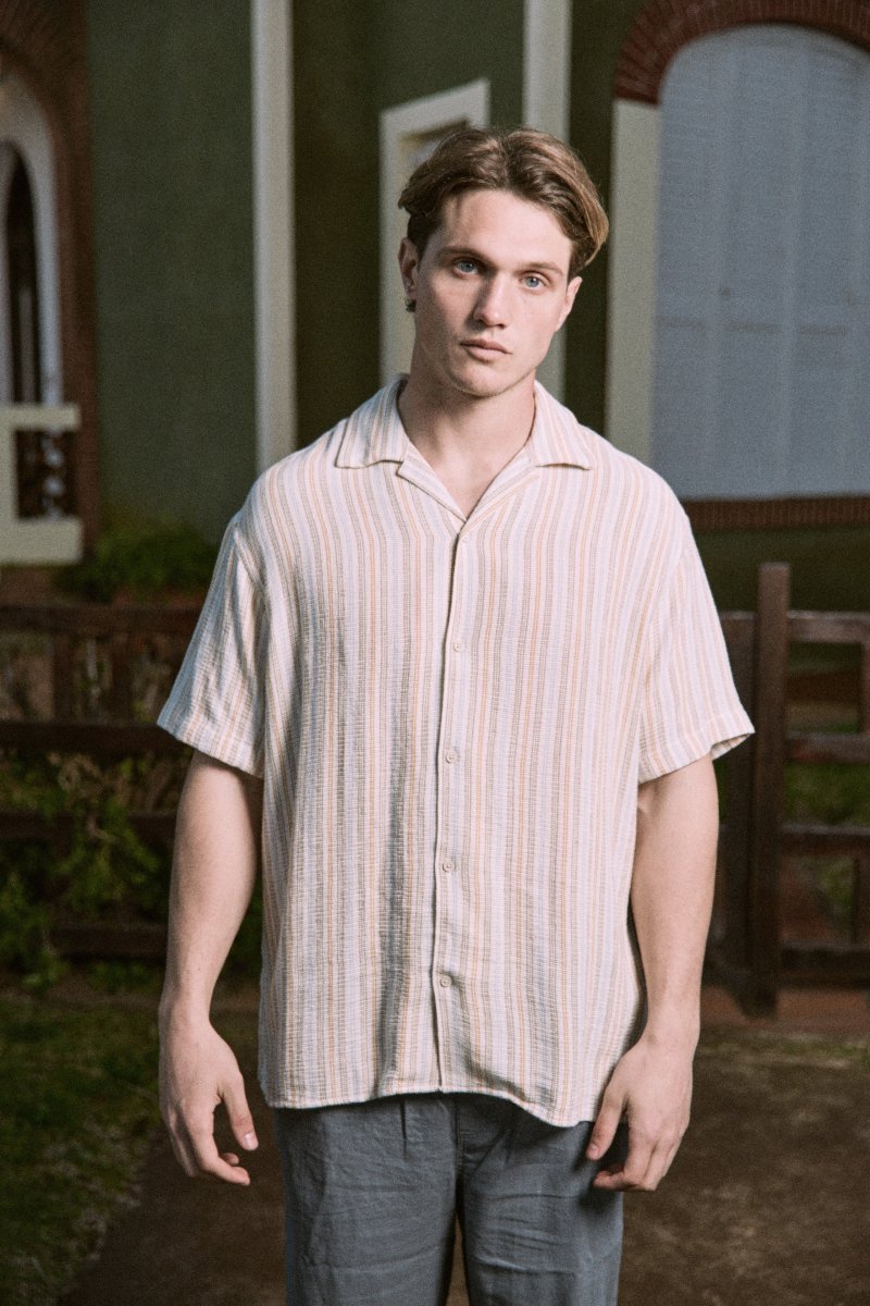 CAMISA RELAXED RAYAS COBA - Golden Apricot - Imagen 8