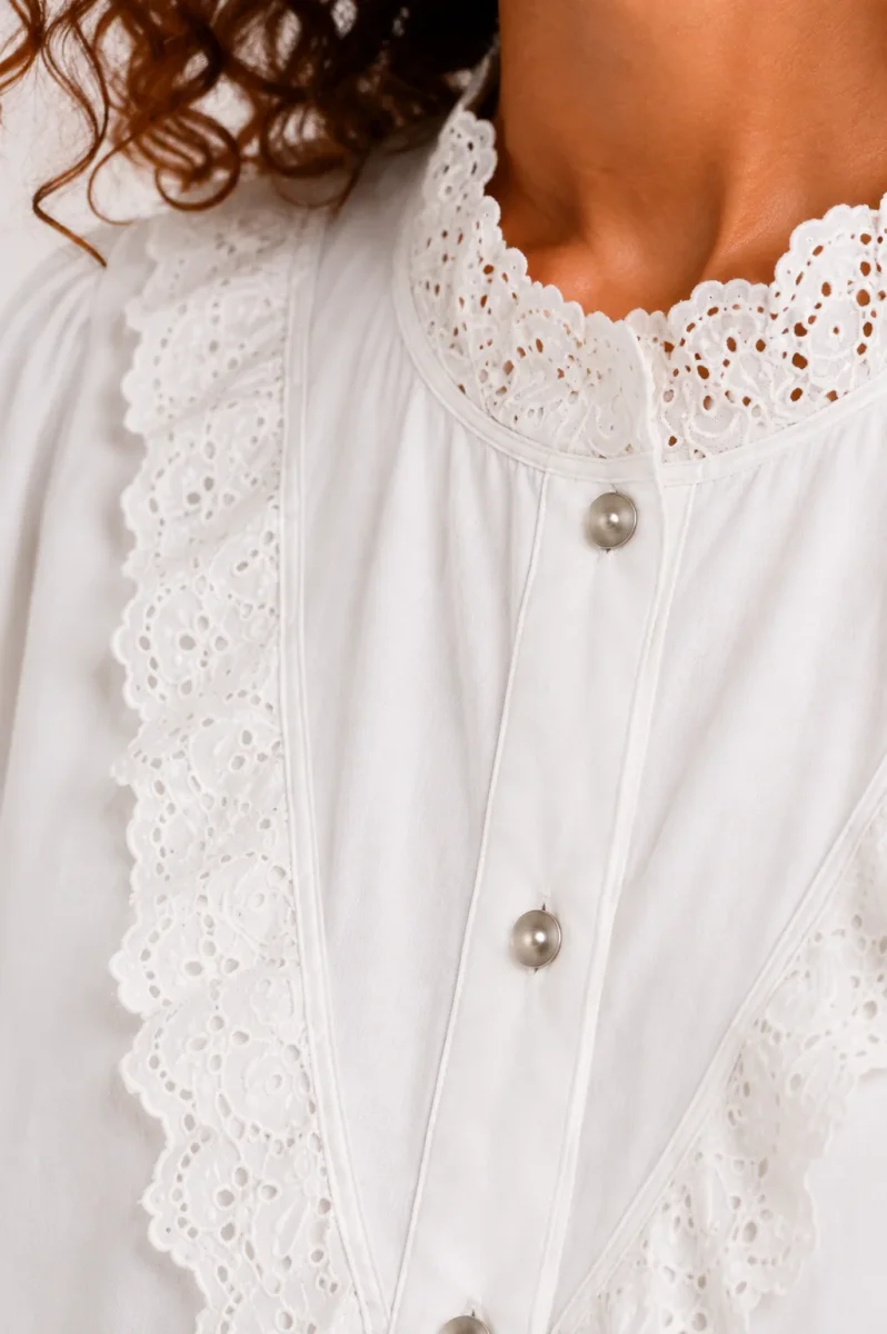 Blusa Con detalles en Perforado de Algodón - Imagen 4