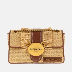 Bolso teddy it bag straw fringes brown