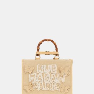 Bolso butterfly mini tote canvas cream