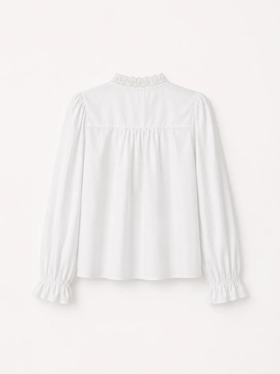 Blusa Con detalles en Perforado de Algodón - Imagen 7