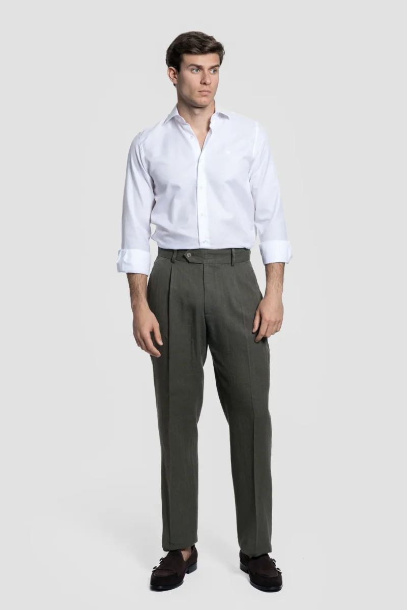 Pantalón Pinzas Bota Ancha Kaki