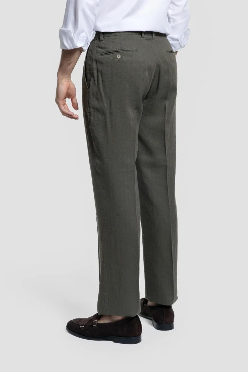 Pantalón Pinzas Bota Ancha Kaki - Imagen 7