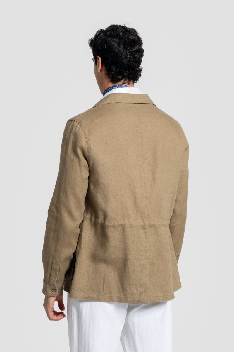 Sobre-Camisa Lino Multi-Bolsillos Camel - Imagen 6