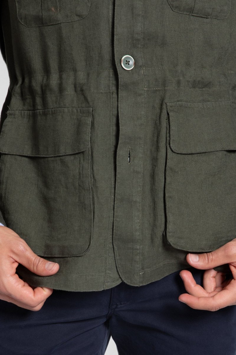 Sobre-Camisa Lino Kaki Multi-bolsillos - Imagen 5