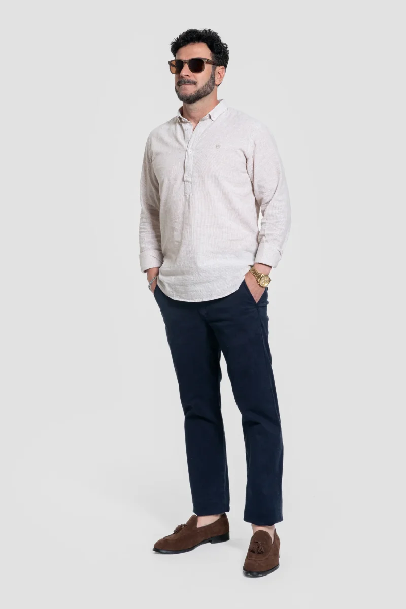 Camisa Polera Rayas Camel