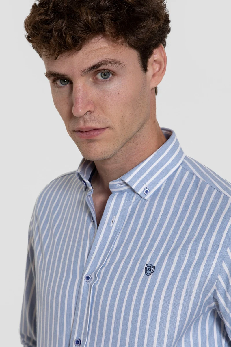 Camisa Rayas Celeste - Imagen 2