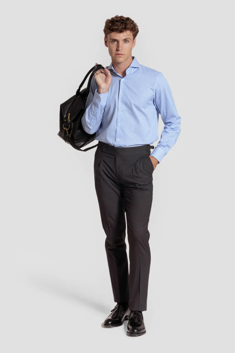 Camisa Vestir Raya Media Celeste - Huella - Imagen 3
