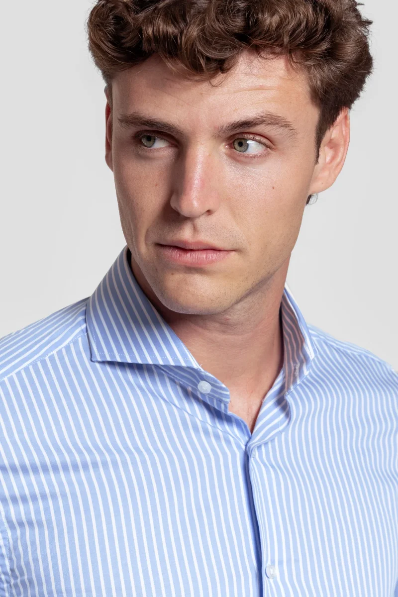 Camisa Vestir Raya Media Celeste - Huella - Imagen 4