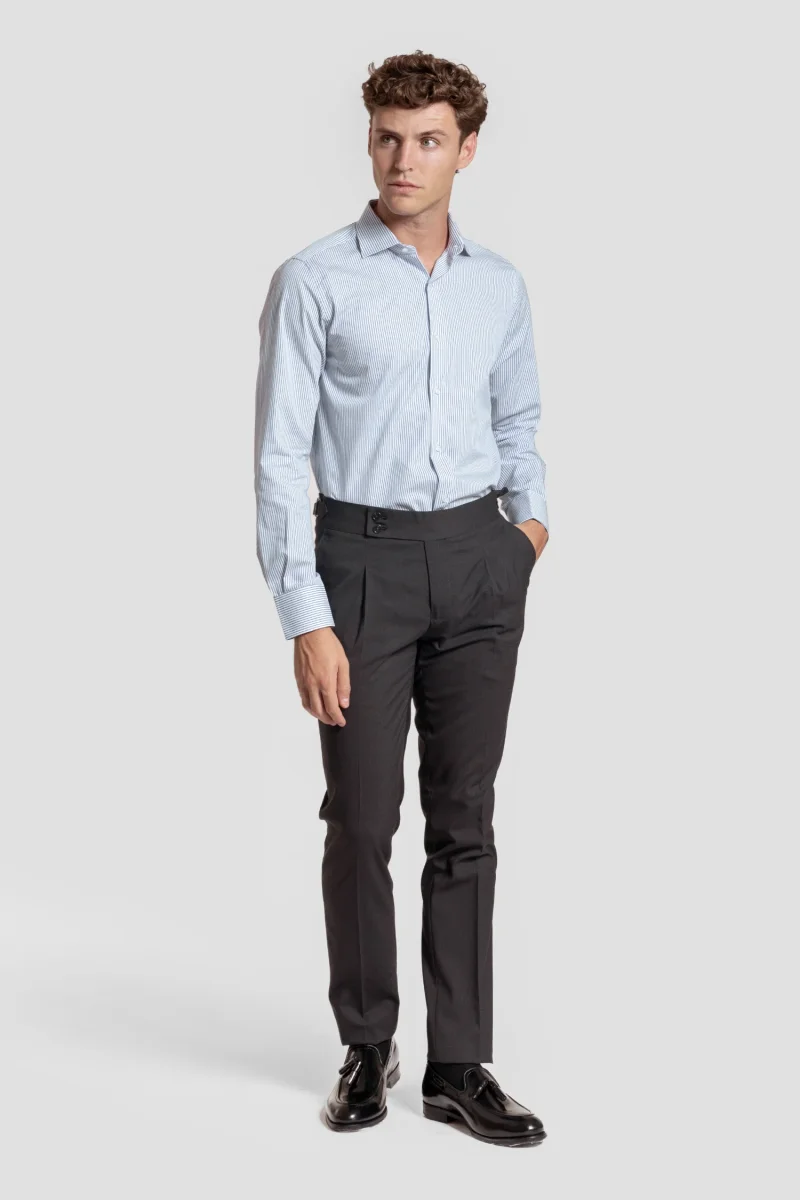 Camisa Vestir Raya Fina Azul Marino - Huella - Imagen 4