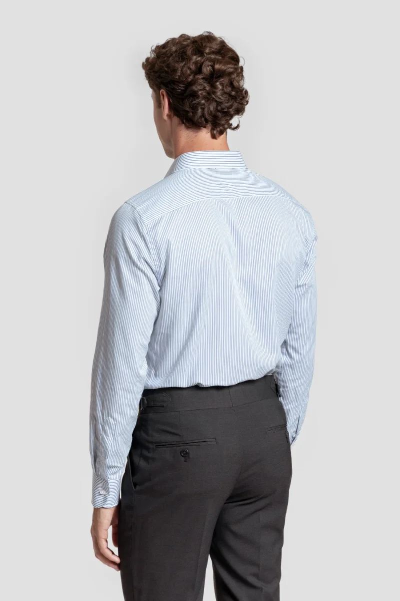 Camisa Vestir Raya Fina Azul Marino - Huella - Imagen 5