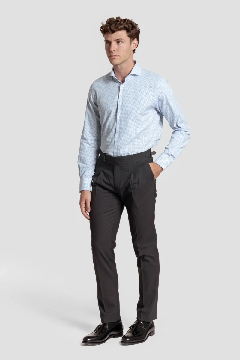 Camisa Vestir Cuadro Pequeño Celeste - Huella - Imagen 4