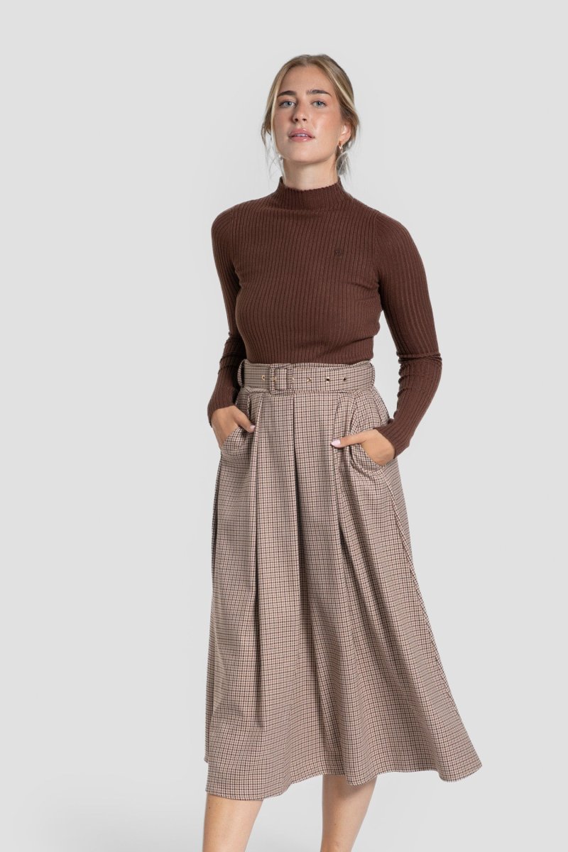 Falda Cuadro Vichy Camel - Brío - Imagen 3