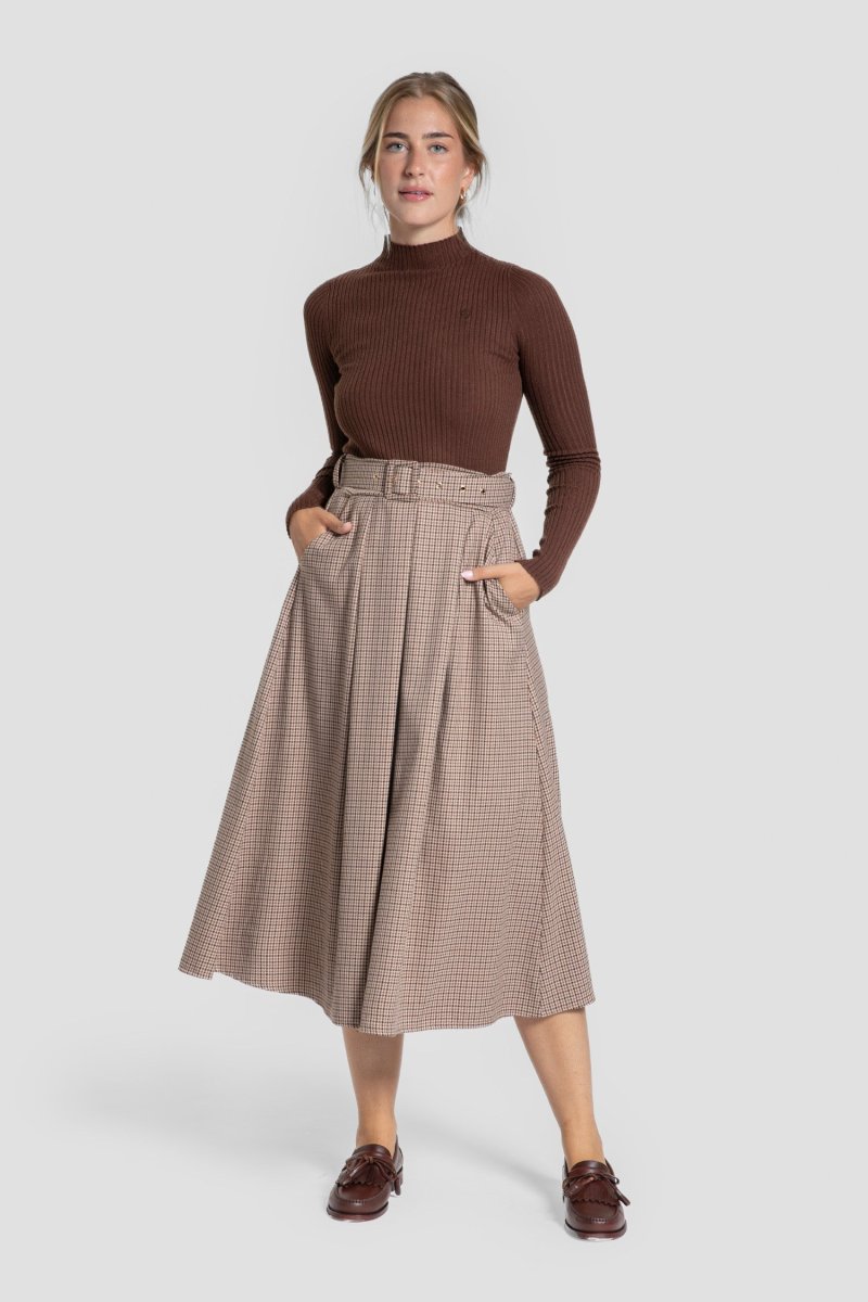 Falda Cuadro Vichy Camel - Brío - Imagen 4
